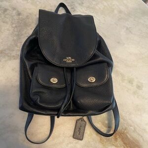 Coach Pebbled Black Leather Backpack